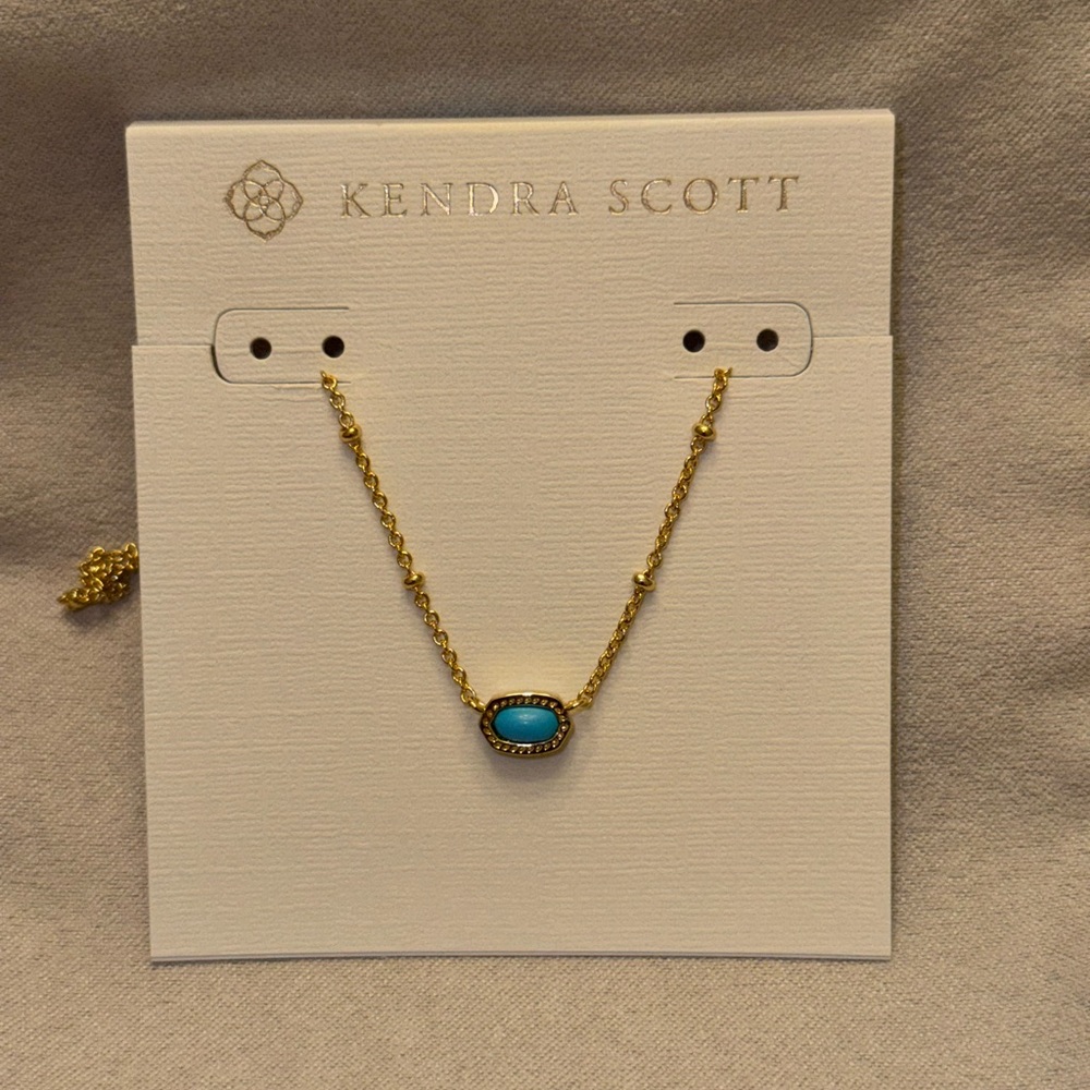 Kendra Scott Mini Elisa Gold Satellite Short Pendant Necklace in Turquoise - Picture 4 of 7